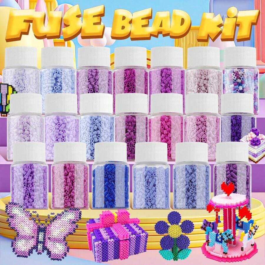 1100 Stück 2,6mm Bügelperlen Set, geeignet für DIY kreative Schmuckherstellung, Armbänder, Anhänger, Dekorationen, perfektes Geschenk für Bügelperlen Schmelzen - buchstabiere Doudou - Übersicht 1