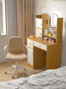 Tocador Multifuncional Con Espejo Led Con Cajas, Tocador (sólo Mesa),Suministro de energía USB - Multicolor - Ver 8