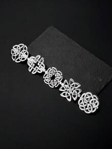 1/5Pcs Silver Vintage Celtic Shawl Clips, Retro Waist Tightening Brooch Pins, Women Girls Cardigan Scarf Dress Fasteners - Silver - View 2