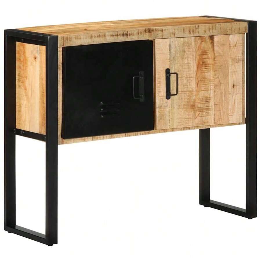 vidaXL Konsolentisch 90x35x75 Cm Aus Rauem Mangoholz - Yellow - View 1