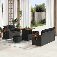 vidaXL 10-Teiliges Garten-Sofa-Set Mit Kissen, Schwarz Poly-Rattan - Noir - Voir 1