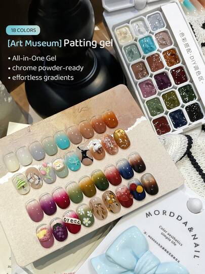 MORDDA 18色晕染凝胶指甲油，高显色度半固态指甲油凝胶，女士沙龙DIY美甲