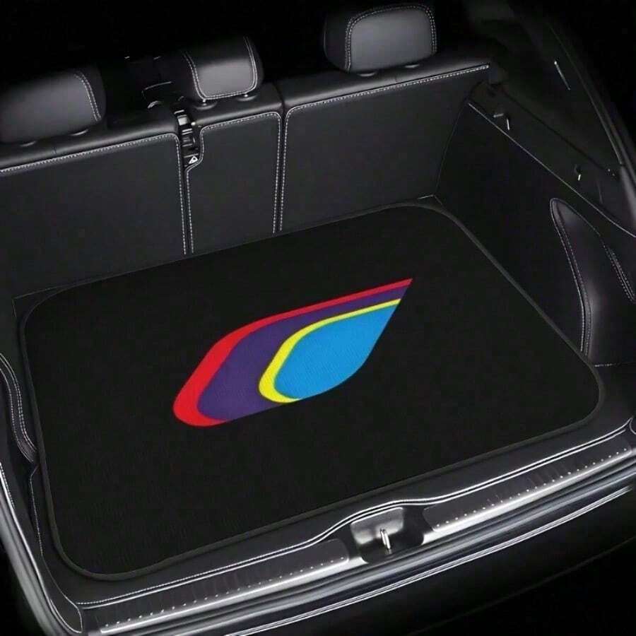 1pc- Suitable For PEUGEOT Design Pattern Trunk Mat-Geometric Color Block Trunk Mat, Modern Versatile Car Interior Pad, Vehicle Trunk Liner, Auto Accessory, Stylish Car Mat, Geometric Pattern, Mat, Durable Fabric, Automotive Accessory, Auto,  Auto - 27.56*39.37英寸 - 查看 1