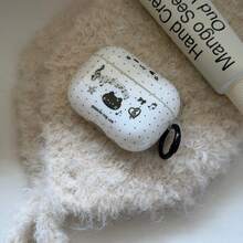 Minimalist Cartoon White Background Black Polka Dot Music Note Black Cat With Hanging Loop Earphone Case Suitable For AirPods Pro 2, Cute Apple 4, Minimalist 3 New Version 1/2 Generation, Women Earphone Protective Case - Black and White - View 5