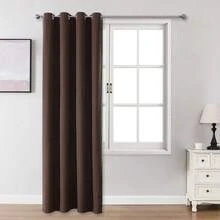 单片或双片遮光窗帘,仿亚麻质感窗帘,客厅窗帘,卧室遮光窗帘,隔热窗帘,防水窗帘,家庭影院/餐厅背景帘,顶部带孔眼窗帘,两片装,长度可选84英寸、72英寸、63英寸,两片装可选 - 深棕色 - 查看 22