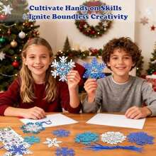 Naler 24 Pack Christmas Ornaments, Christmas Crafts Kit For Christmas Tree Decorations Indoor, Winter Bulletin Board Decorations Kids Holiday Party Favors Classroom Activities - Blue & Silver - View 5