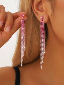 1 par de pendientes de cristal con borlas largas y elegantes, adecuados para el Día de San Valentín, el Día de la Madre, regalos para la novia, accesorios de pareja - 1142 - Ver 14