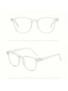 1 Piece Of Fashionable Men's And Women's Blackout Glasses - Transparent Square Frame, Suitable For Computers, Televisions, And Mobile Games, Designed In Korean Style For Both Men And Women - 無色 - 查看 7