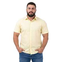 Men's Linen Dress Shirt, Summer Style, Premium Fabric, Comfortable, Lightweight, On - 黃色 - 查看 1