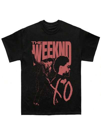 Women's Graphic Casual T-Shirt 220g XO 100% Cotton Tee 1 Piece Music Star Portrait Print Relaxed Fit Style T-Shirt