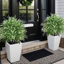 2pcs Artificial White Faux Lavender Bush With Stand, UV-Resistant Fake Lavender Shrub For Indoor Outdoor Home Garden Wedding Hotel Decor, Summer & Autumn - A - 查看 7