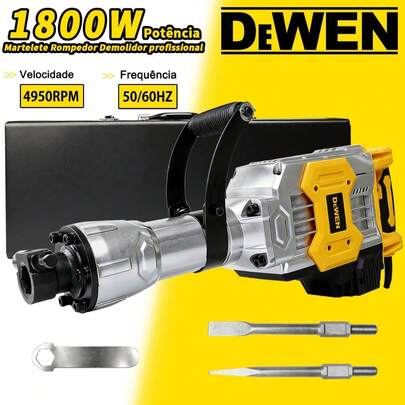 Martelete Rompedor Demolidor profissional 65J 1800W 20kg Martelo rotativo profissional britador C/ Maleta