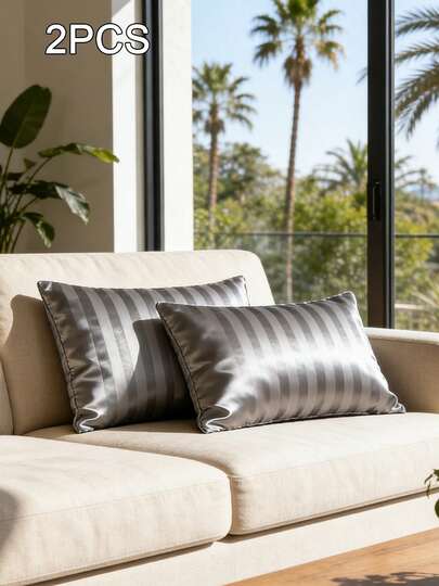 2件装奢华缎面枕套，柔软透气，抗皱，温和呵护秀发和肌肤，提升睡眠质量。仅含枕套，不含枕芯，丝滑柔顺，超柔软透气，可机洗。是馈赠亲友和旅行者的理想之选。信封式开口，凉爽舒适，奢华寝具枕套，超柔软酒店枕套，适用于标准尺寸、加大尺寸和特大尺寸床。