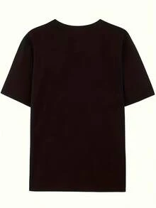 Camiseta de manga corta con cuello redondo casual para mujer, con estampado de trébol de cuatro hojas y patrón de carnaval "Vamos a emborracharnos", para uso diario, ocio y regalo del Día de San Patricio, ideal para la celebración del Día de San Patricio - Negro - Ver 2