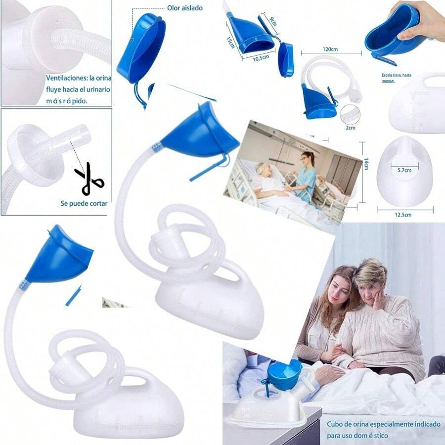 Orina x de 2000 ml B de orina de incontinencia de plastico Reutilizable Reente a deres portatil para ospital reabilitacion de Enfermedades aje de Camping - boca grande - Ver 1