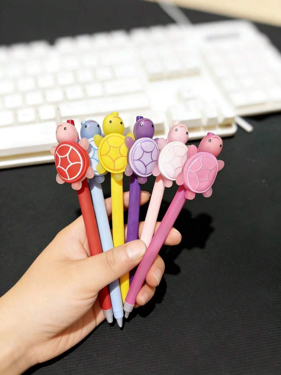 6支可爱海龟造型圆珠笔，按动式油性笔，美观大方 - 套裝 - 查看 1