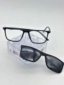 1 Lentes para Graduación 8112 Clips 2 un 1de Imán para ombre quadrado material TR 90 - Gris - Ver 3