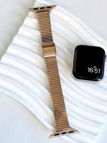 1条优雅玫瑰金不锈钢表带，兼容 38/40/41/42/44/45/46/49mm Series 1/2/3/4/5/6/7/8/9/10/11/SE/Ultra，适合商务、休闲、日常佩戴，女士礼物表带配件 - 玫瑰金 - 查看 6