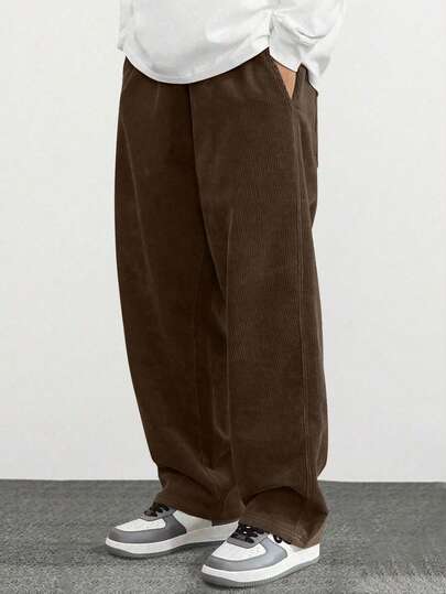 1pc Tween Boys Solid Color Casual Relaxed Fit Straight Leg Pants