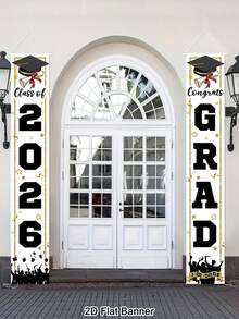 Bộ 2 biểu ngữ chúc mừng tốt nghiệp năm 2026, biển hiệu chúc mừng tốt nghiệp kích thước 30*180cm, chất liệu polyester màu vàng kim loại, dùng trang trí treo tường trong nhà/ngoài trời, đồ dùng trang trí tiệc tốt nghiệp trung học/đại học năm 2026. - nhiều màu - Xem 10