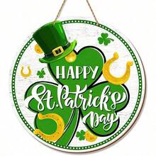 圣帕特里克节木质装饰挂件，圣帕特里克节快乐前门装饰，绿色三叶草帽装饰，爱尔兰风格门牌挂饰，乡村农舍门廊装饰，适合圣帕特里克节装饰，家居装饰挂件 - 彩色 - 查看 7