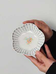 1/2/4件套花卉陶瓷餐盘，家用蘸酱碟，调味碟，欧式简约餐盘，甜点蛋糕托盘，小吃盘，蘸酱碟，茶杯碟，坚果糖果托盘，陶瓷餐具礼盒套装 - 彩色 - 查看 12