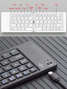 蓝牙超薄折叠键盘 | 无线折叠键盘，兼容智能手机、平板电脑、笔记本电脑，适用于办公打字，静音、便携、迷你键盘 - 彩色 - 查看 4