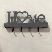 1pc Home Love Shaped Keyring Wall Mount Entryway Organizer With Hooks, No Drilling Required, Suitable For Living Room Home Decor - màu đen - Xem 8