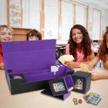 Jaffzora Card Deck Box For MTG Commander, Large 6 In 1 Card Storage Display Case With 5PCS TCG Deck Boxes &Amp; Dice Tray, Holds 2400+ Unsleeved Trading Cards (Black&Amp;Purple Set) - ColorE - 查看 7