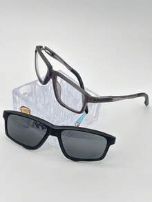 1 Lentes para Graduación 2610 Clips 2 un 1de Imán para ombre quadrado material TR 90 lente anti blu  Liso    Casual  Casual    Ninguno - Gris - Ver 4