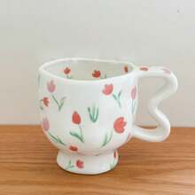 1PC Handmade Irregular Cute Flower Ceramic Mug, Coffee Cup, Oat Breakfast Cup, Latte Cup, Gift Others - Multicolor - View 5