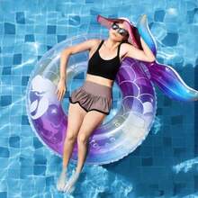 Mermaid Swimming Ring With Inflatable Tube - Shimmering Multicolor Glitter Design,30inch, Durable Buoyant Material For Adults, Pool & Beach Safety, Fun Summer Accessories, Swimming Accessories, Water Play, Whimsical Style, Reliable Floatation, - A - View 2