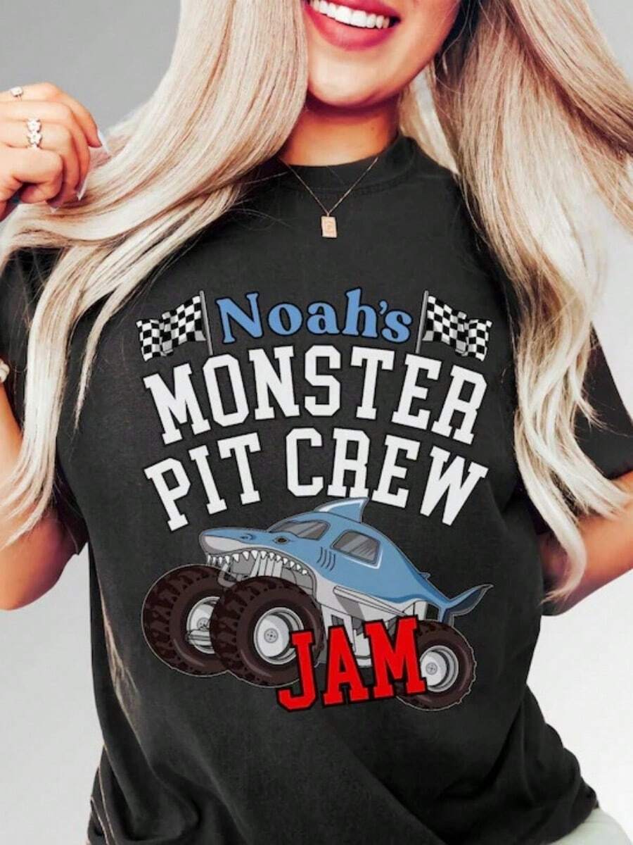 Monster Truck Pit Crew T-Shirt, Shark Jam Racing Black - Black - View 1