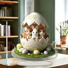 2D Acryl Osterhasen Nest Tischdekoration für Zuhause, Büro, Schlafzimmer, Feiertags-Geschenk - Verschiedenfarbig - Übersicht 5