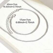 2pcs Minimalist Elegant Sparkling Starry Chain Bracelet And Necklace Set, Versatile For Women's Casual, Party Wear - Silver - View 4