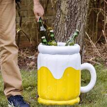 Thùng làm mát bia bơm hơi cỡ cực lớn, cốc bia, đồ uống giải khát cỡ lớn cho lễ hội Oktoberfest, thùng làm mát đồ uống nổi trên mặt nước, xô đá, thích hợp cho các buổi tụ họp ngoài trời, tiệc nướng, tiệc bể bơi mùa hè, trang trí tiệc. - Màu vàng - Xem 4