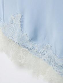 LEILEIBEI Spring/Summer New Women's Fashion European And American Style Lace Decor Sexy Camisole Top - Blue - View 8