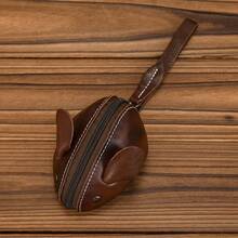 Genuine Leather Coin Purse Crazy Horse Leather Unisex Small Silver Bag Mouse Animal Card Holder Cowhide Leather Closure Small Money Bag - 9200-oily Skin Coffee - View 7