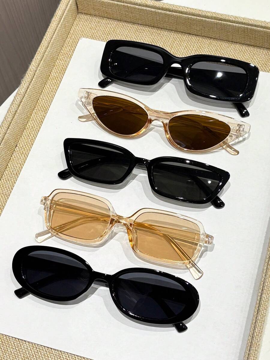 5 Pairs Women's Full Frame Futuristic Glasses, Suitable For Outdoor Activities, Dates, Parties With Friends, Beach Accessories For All Seasons