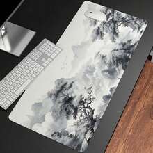Chinese Style Landscape Mouse Pad, Large Trees And Mountain Desk Mat - Large Size Design, Suitable For Use As A Desk Mat, Study Mat, Or Keyboard Mat. Available In Various Sizes, Such As 15.7*35.4 Inches (40*90 Cm). - A - View 6