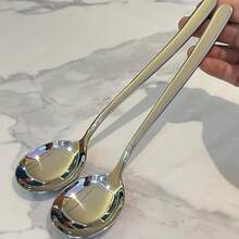 Stainless Steel Spoon, High-End Long Handle Soup Spoon For Home Use, Exquisite Eating Spoon, Deep Soup Ladle - Multicolor - View 2