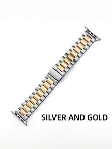 1条男女通用不锈钢表带，适用于 38mm 40mm 41mm 42mm 44mm 45mm 46mm 49mm，奢华银金色表带，适用于 Series Ultra 3/2/1 11 10 9 8 7 SE3 6 5 4 3 2 1，时尚智能表带，适合日常商务场合，是圣诞节、生日、母亲节、周年纪念日送给男士和女士的绝佳礼物。 - 銀金色 - 查看 3