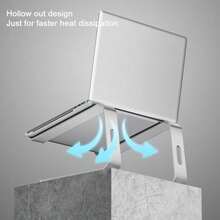 Laptop Tablet Stand Metal Portable Riser Bracket Hold Desk Table Mount 11"-17" - Silver - View 3