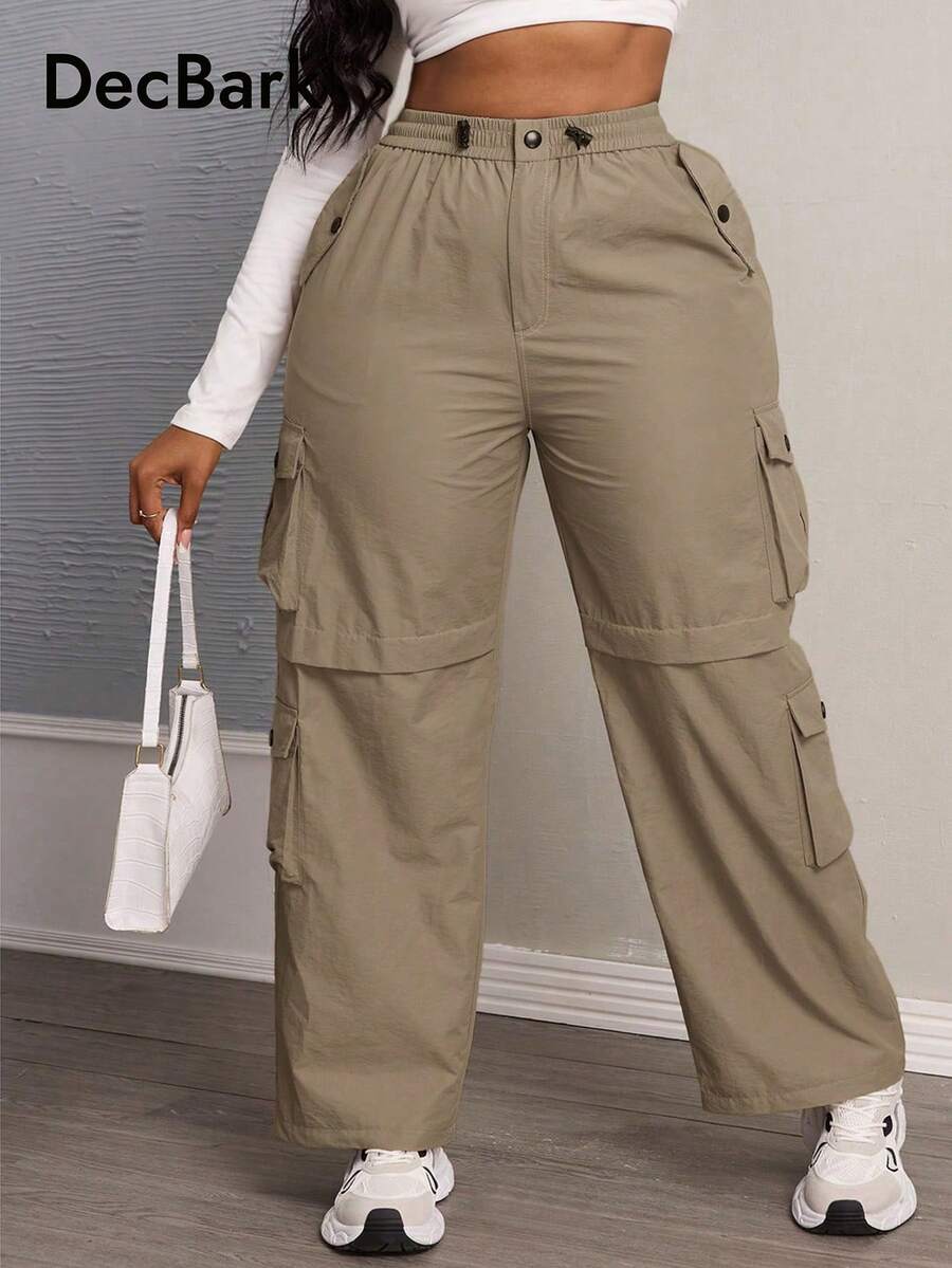 Women's Solid Color Everyday Cargo Pants Elegant Spring - Khaki - View 1