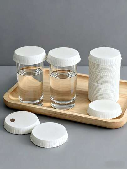 100/150个纸杯盖，防尘杯套，咖啡/茶杯套，纸质饮料杯架，适用于旅行、酒店、咖啡厅、派对、婚礼、家庭厨房，尺寸：7.5 X 7.5厘米