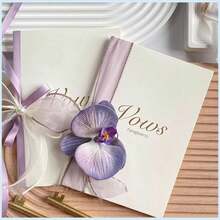 2pcs Purple Wedding Vow Cards, Bride & Groom Speech Notebook For Marriage Ceremony Pledge - Purple Butterfly - View 2
