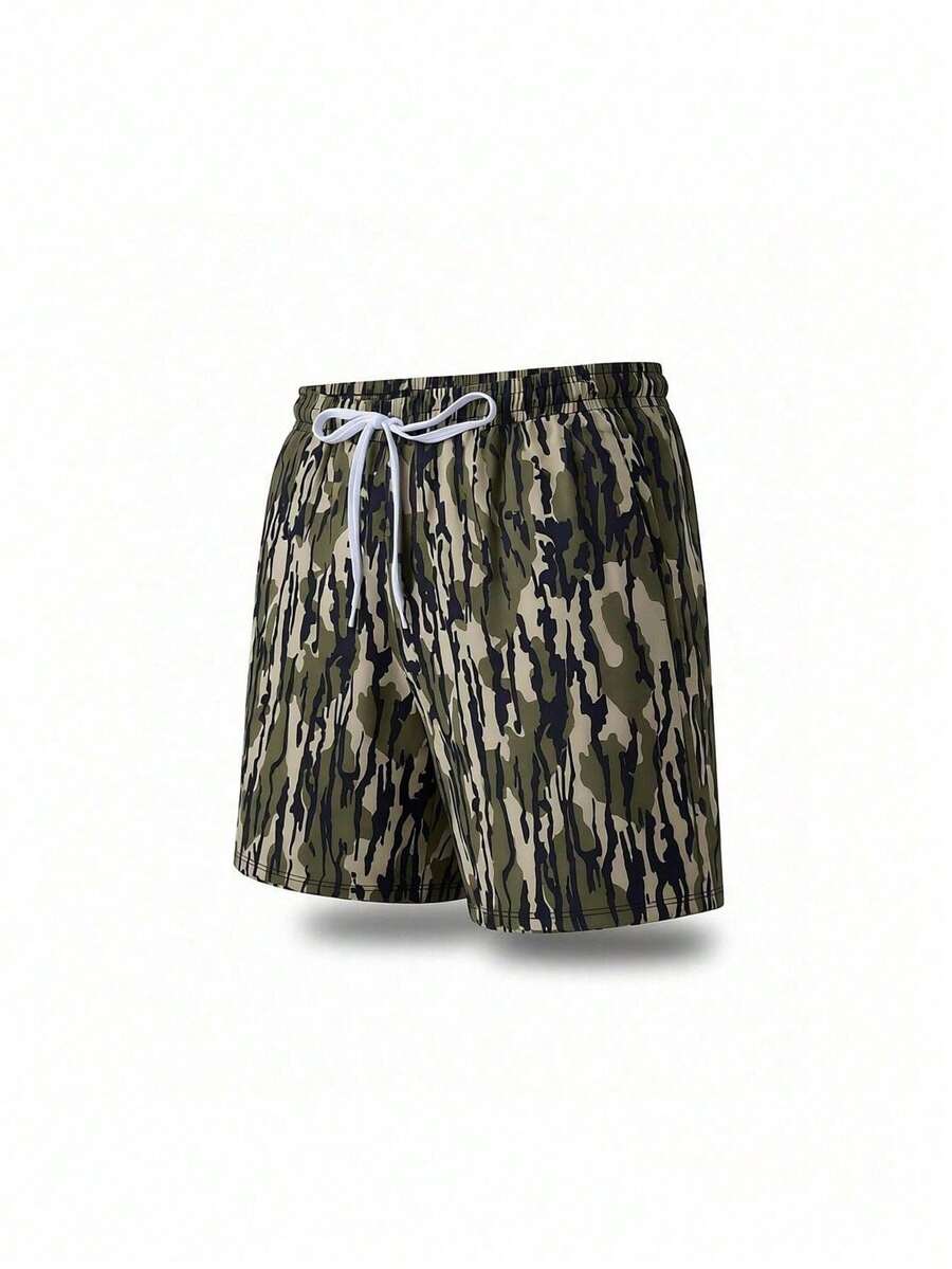 Men's Camo Graphic Swimming Trunks Shorts Summer Thin Drawstring Athletic Shorts With Pockets - 迷彩-1 - 查看 1