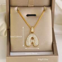 1件优雅可调节链条白色水晶字母吊坠项链，适合女士日常和派对佩戴 - Y - 查看 5