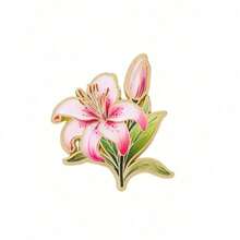 Art Lily Enamel Pin Fashion Flowers Decorative Brooches Ornaments Lapel Bag Badges Jewelry Gifts 2025 New Style Backpack For School Office Accessories Shirts Jacket Christmas Halloween Clothes Pin Funny Cute Teacher Gifts - 粉色 - 查看 7