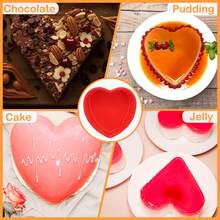 6pcs Silicone Heart Shaped Baking Molds - Love Shape DIY Baking Molds Silicone Layered Baking Tray Molds Silicone Cake Molds For Birthday, Wedding - Multicolor - View 4